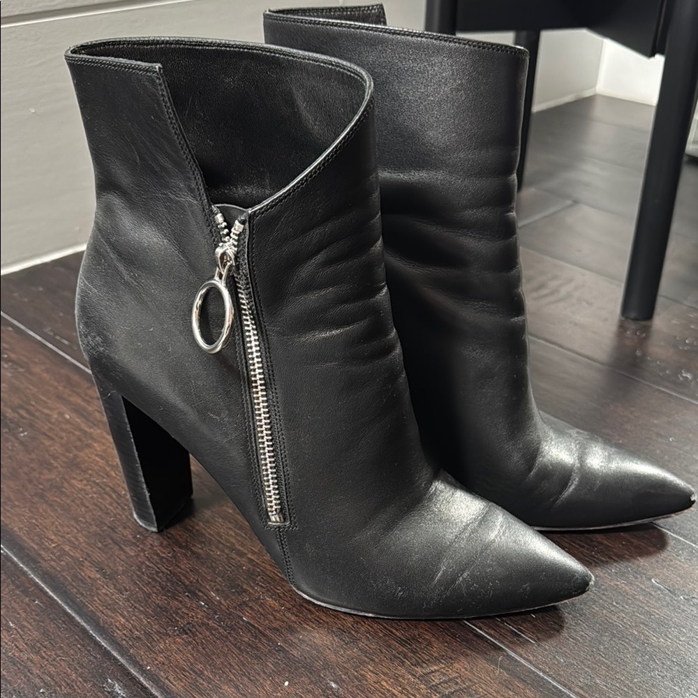Black Leather Ankle Boots